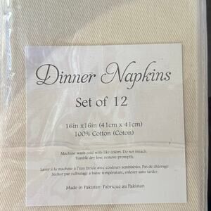 Dinner Napkins NEW Set of 12 Cream/Beige 16 x 16 100% Cotton Bruce Flack